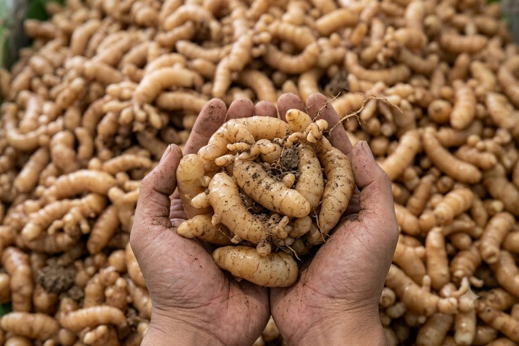 Kencur segar hasil panen di genggaman petani