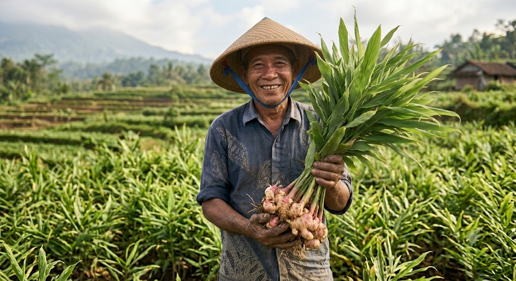 Petani mitra memanen jahe gajah di Sumatera Utara